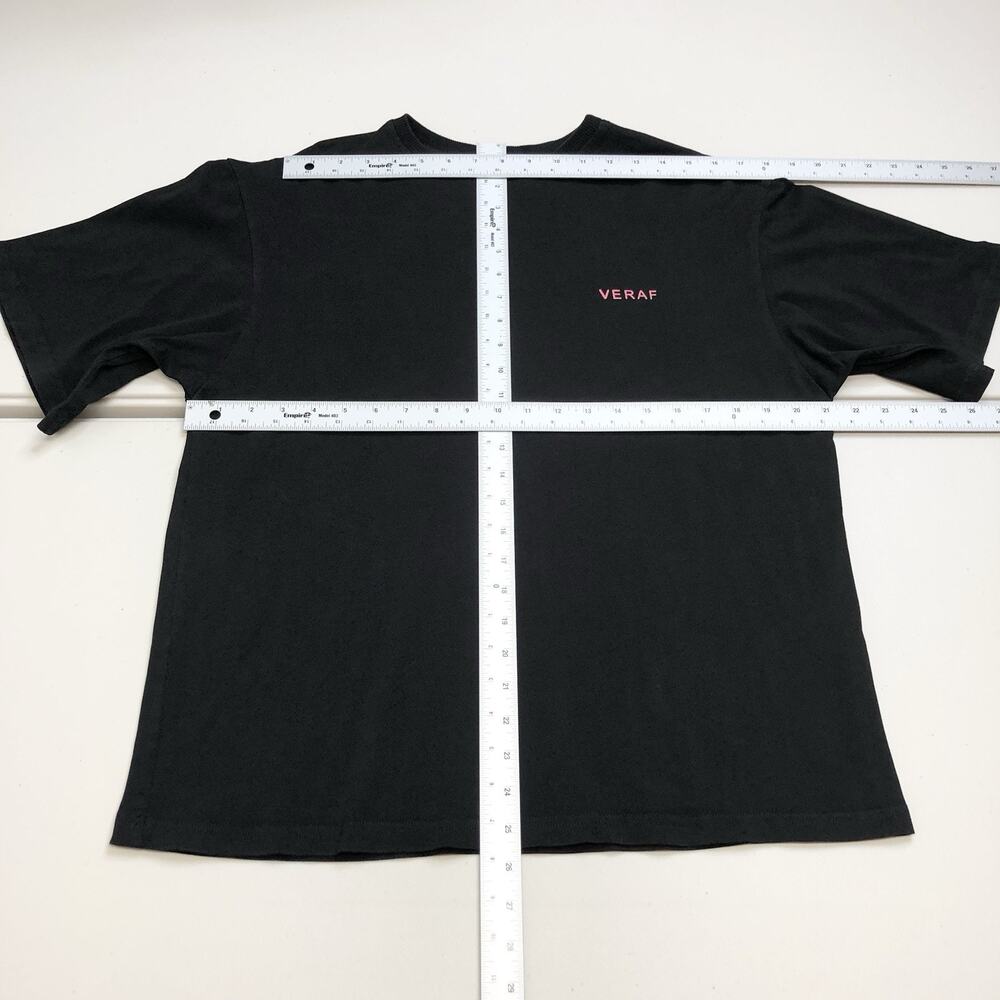Veraf Unisex Black Short Sleeve T Shirt Logo Floral Peace Size Medium - Picture 4 of 6